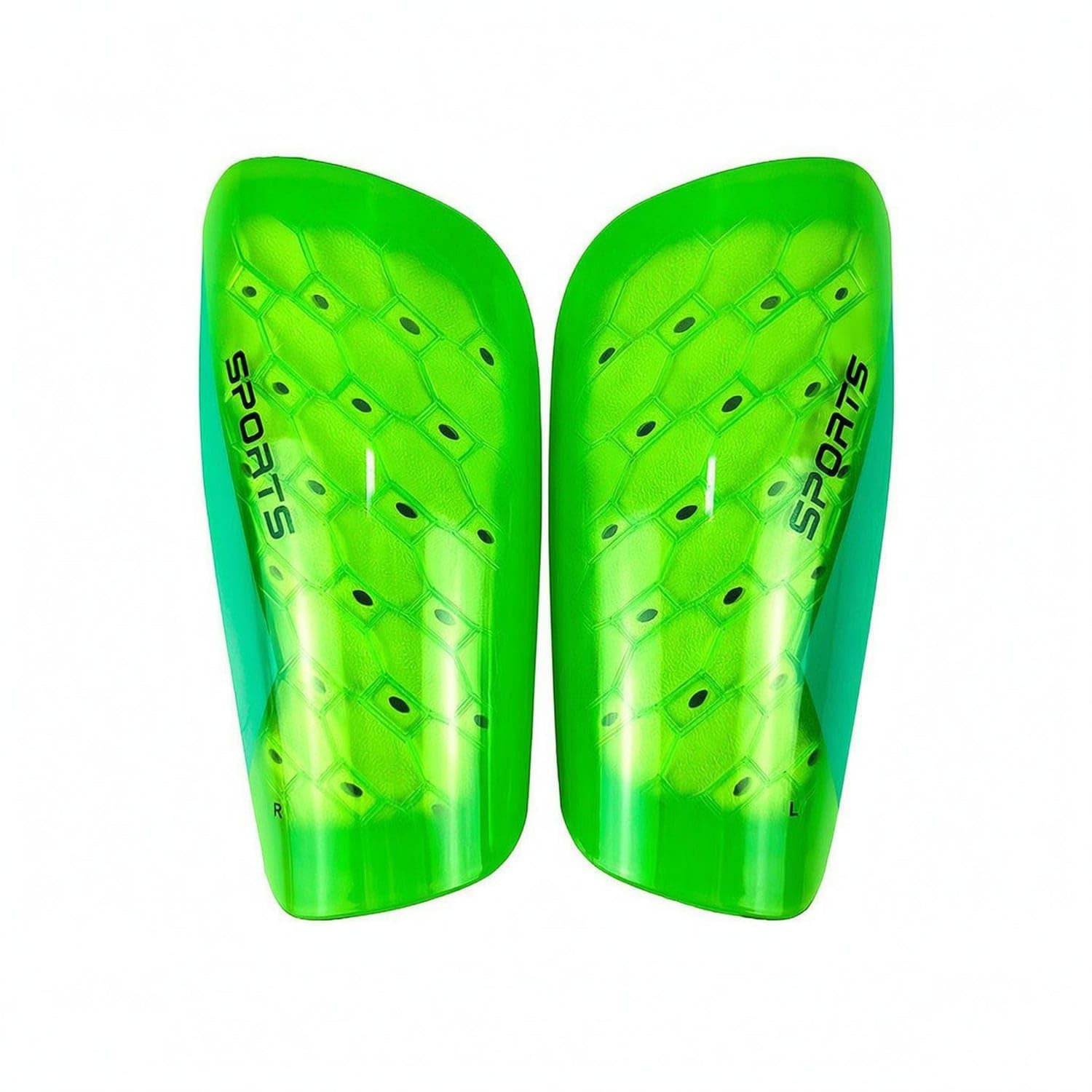 Translucent Shell Soccer Shin Guards Textured Inside Football Shin Guards Left and Right Marked Sports Protection Contoured, Green, Children-image-30