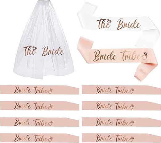 LADY&HOME Bachelorette Party Sash Set-Bride Bridesmaid Sashes for Bachelorette Party Decorations,Bridal Shower Gift