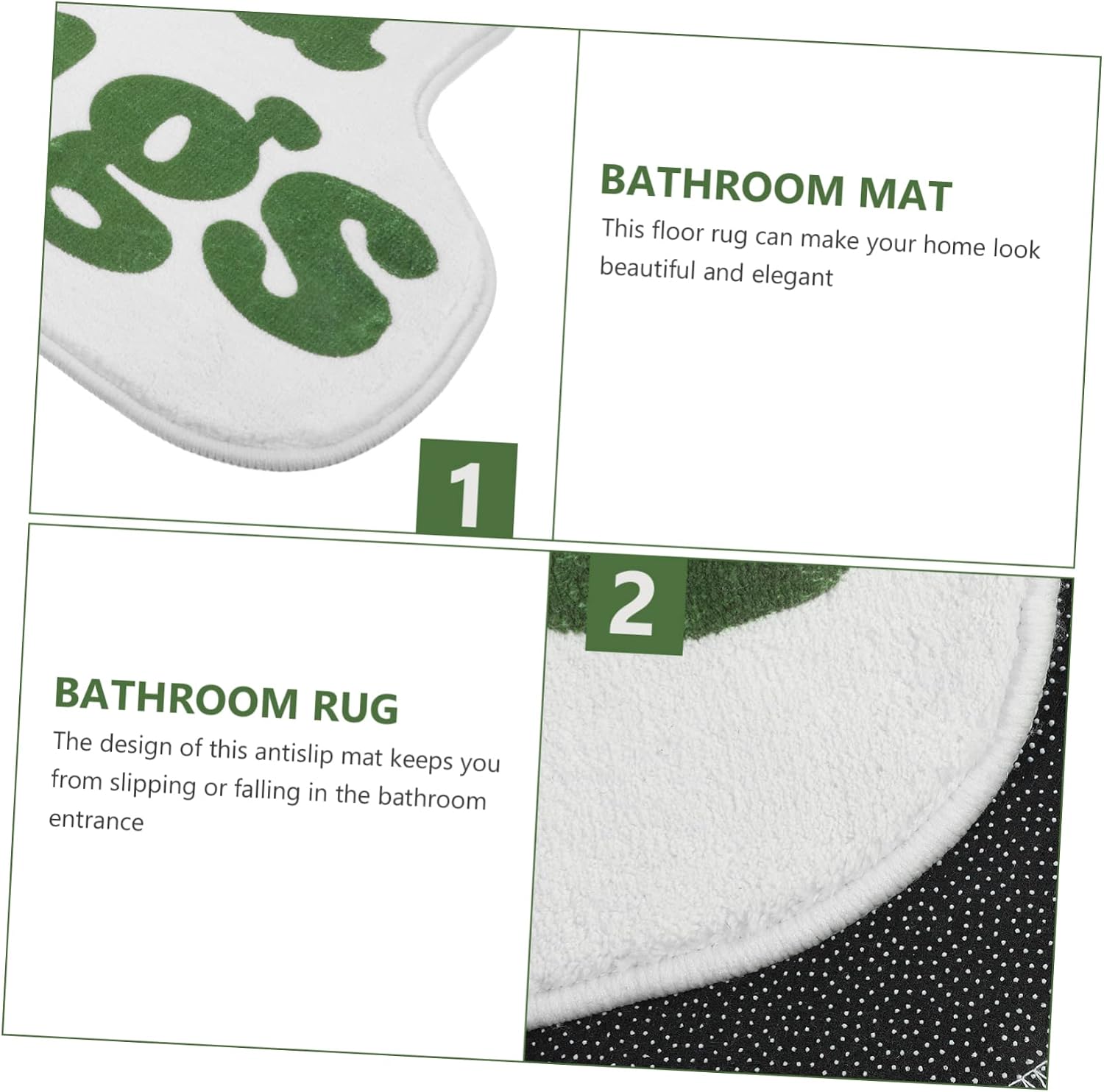 Ciieeo Letter-Shaped Anti-Skid Bathroom Mat, Thick Soft Absorbent Rug