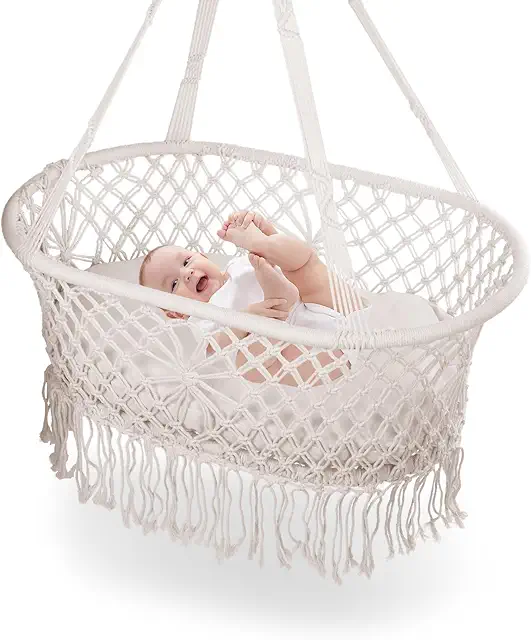 Hamac Bébé Suspendu en Coton - Berceau Suspendu Élégant pour Nouveau-né