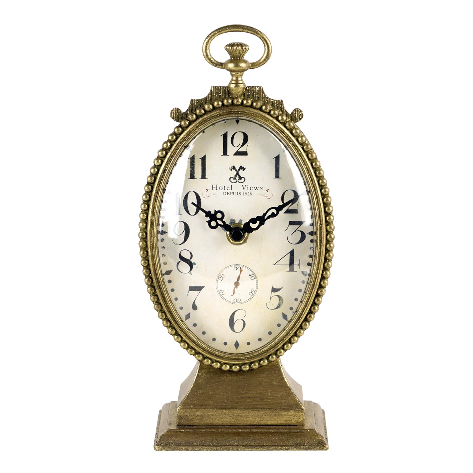 Reloj de mesa dorado silencioso a pilas con dise&ntilde;o clasico frances