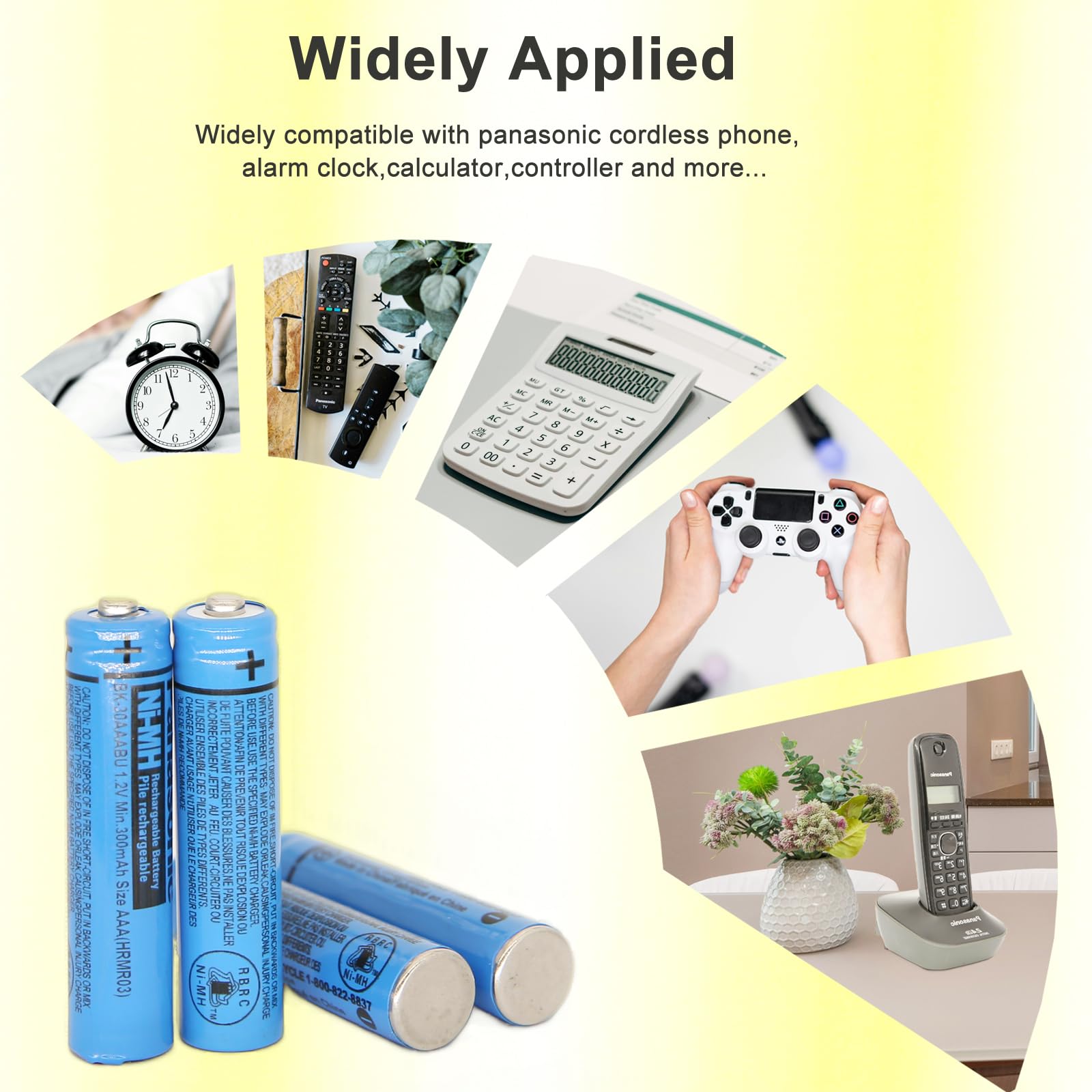 BK-30AAABU NI-MH - Batteria ricaricabile AAA da 1,2 V 300 mAh (4 pezzi) NiMH AAA per telefoni cordless Panasonic, telecomandi, elettronica