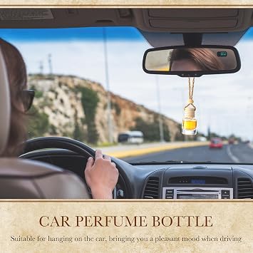 Zubebe 500 Pcs Hanging Car Air Freshener Diffuser Bottles Empty Bulk 8ml Clear Glass Essential Diffuser Oil Pendant Bottle Refillable Automotive Aromatherapy Fragrance Perfume Containers, Cylindrical