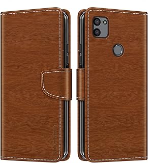 Shantime Funda Cartera de Cuero Compatible con Gigaset GS5 Pro, Tapa de Color con Ranuras, Cierre Magnético Protección Completa(Marrón)