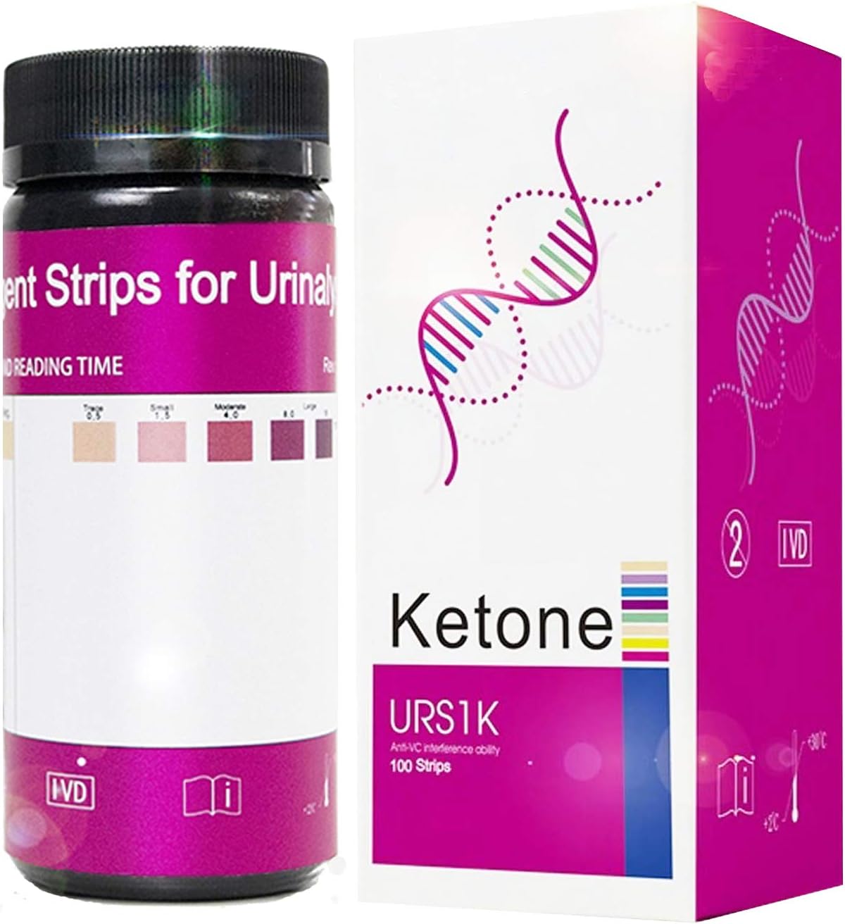 VigorFull Ketone Test Strips Keto Strips for Ketogenic Diets, Low carb, Household Keto Testing, Atkins&Paleo Diets, with Anti-VC Ability 100 Ketosis Strips FDA Approved