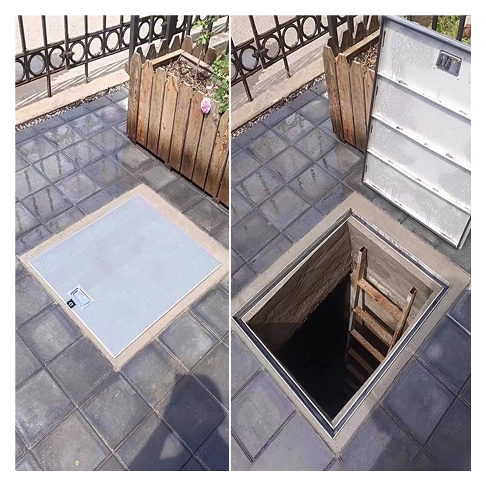 Cubierta y Marco de Boca Tapa De Registro Oculta Para Aguas Residuales, Tapas Metálicas Reforzadas Para Tanques Sépticos, Fácil Acceso Para Mantenimiento, Soporta Hasta 200 Kg(35x48inch/88.9x121.9cm)