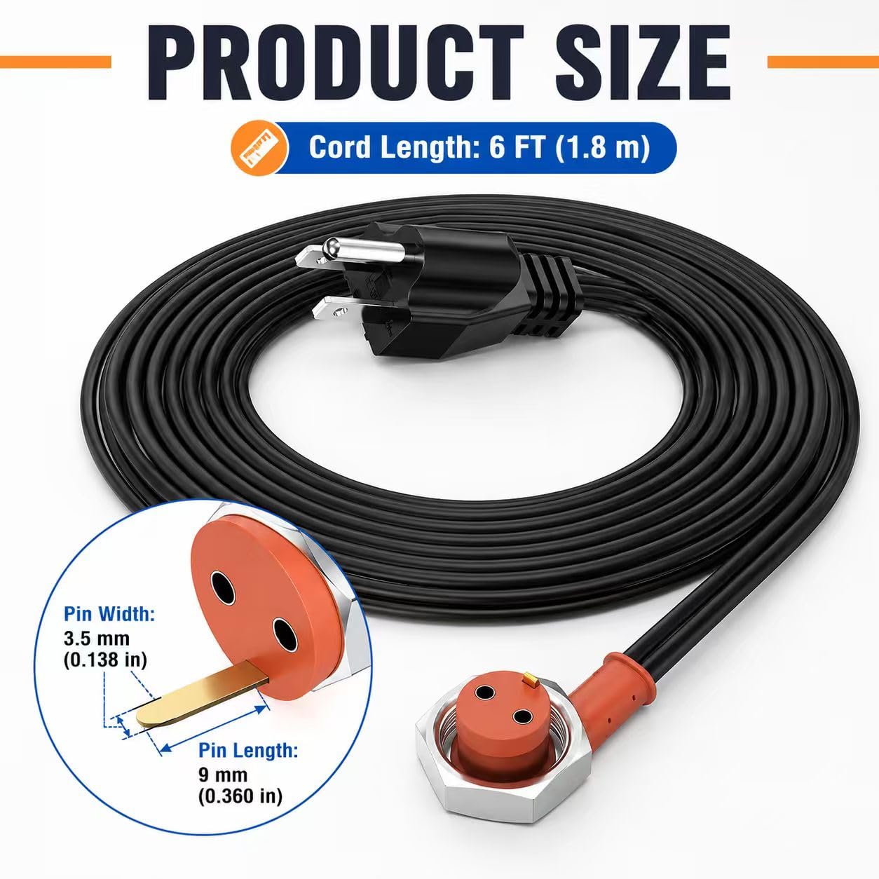 120V Block Heater Cord 6FT 16AWG Heavy Duty Engine Block Heater Cable, Compatible with Ford F250 F350 F450 F550 7.3 6.0 6.4 6.7 Powerstroke & Dodge Ram 2500 3500 Cummins Diesel, Replacement 251919
