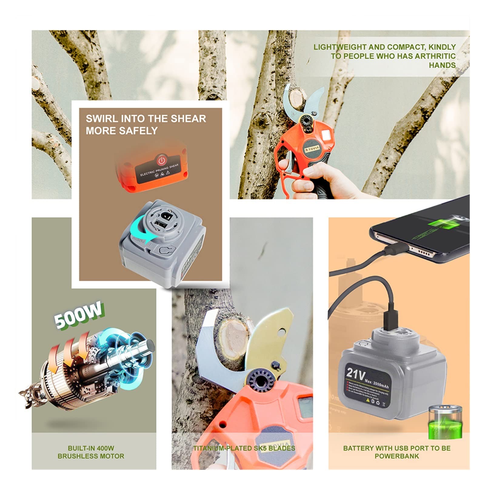 Sekatory Elektryczne 21V bezprzewodowy sekator ścinanie drzewa owocowe przycinanie Bonsai elektryczne gałęzie drzew Cutter 1.9m chowany przedłużacz(Shears pole(Box))