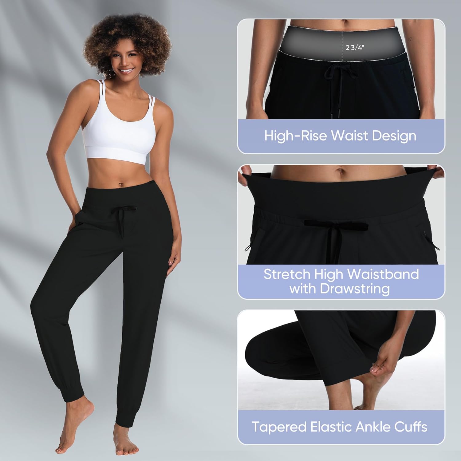 MERIDIANA Womens Hiking Pants with Zipper Pocket Breathable Quick-Dry Stretchy Nylon Outdoor Jogger Ladies Petite Scrub Pants - Image 5