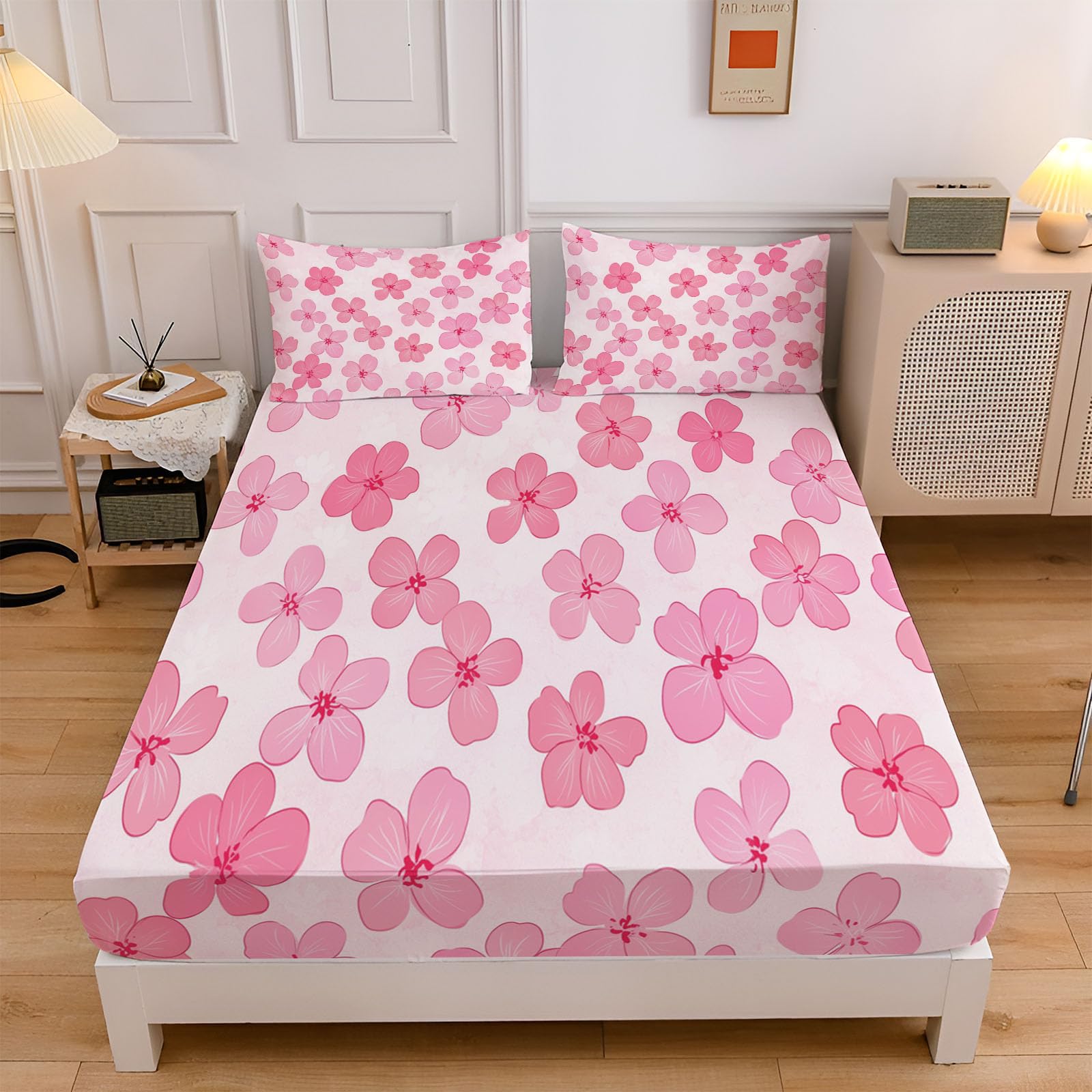 Drap housse 120x190 bonnet 30 cm en microfibres avec 2 taies