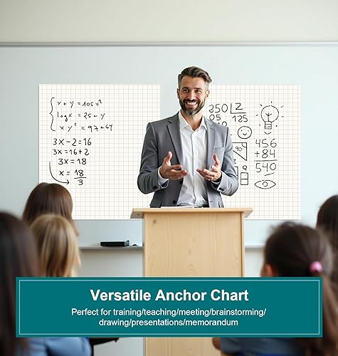 Miniatura 4 de ViVin Almohadilla de caballete adhesivo de rejilla, 25 x 30 pulgadas, papel para profesores y estudiantes, papel de caballete autoadhesivo grande