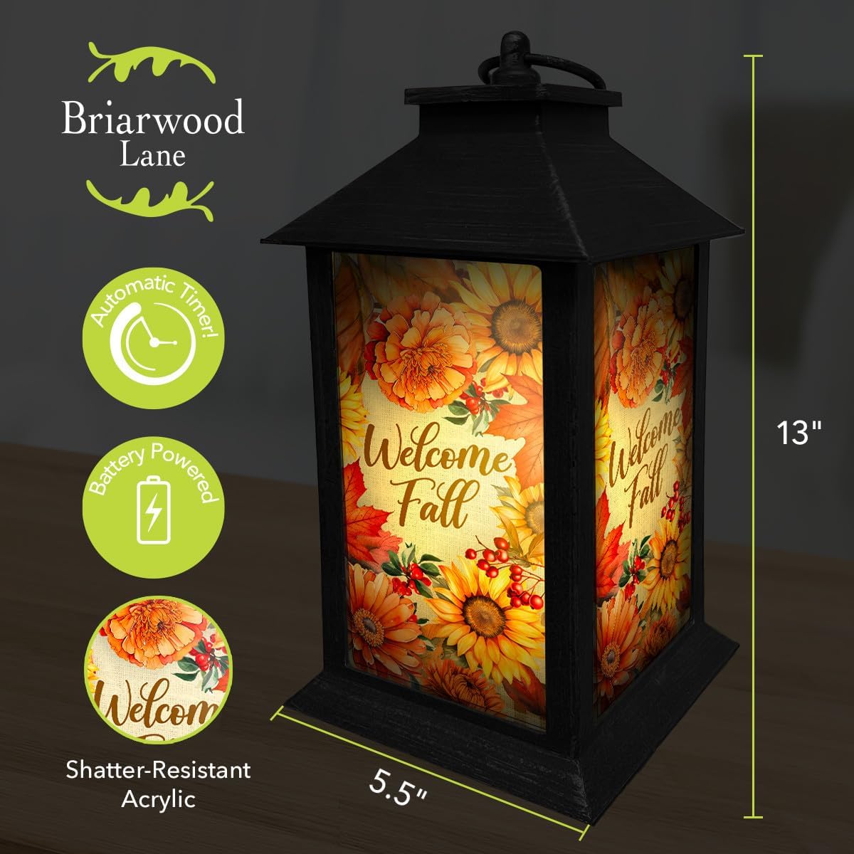 Briarwood Lane Welcome Fall Flowers Lantern