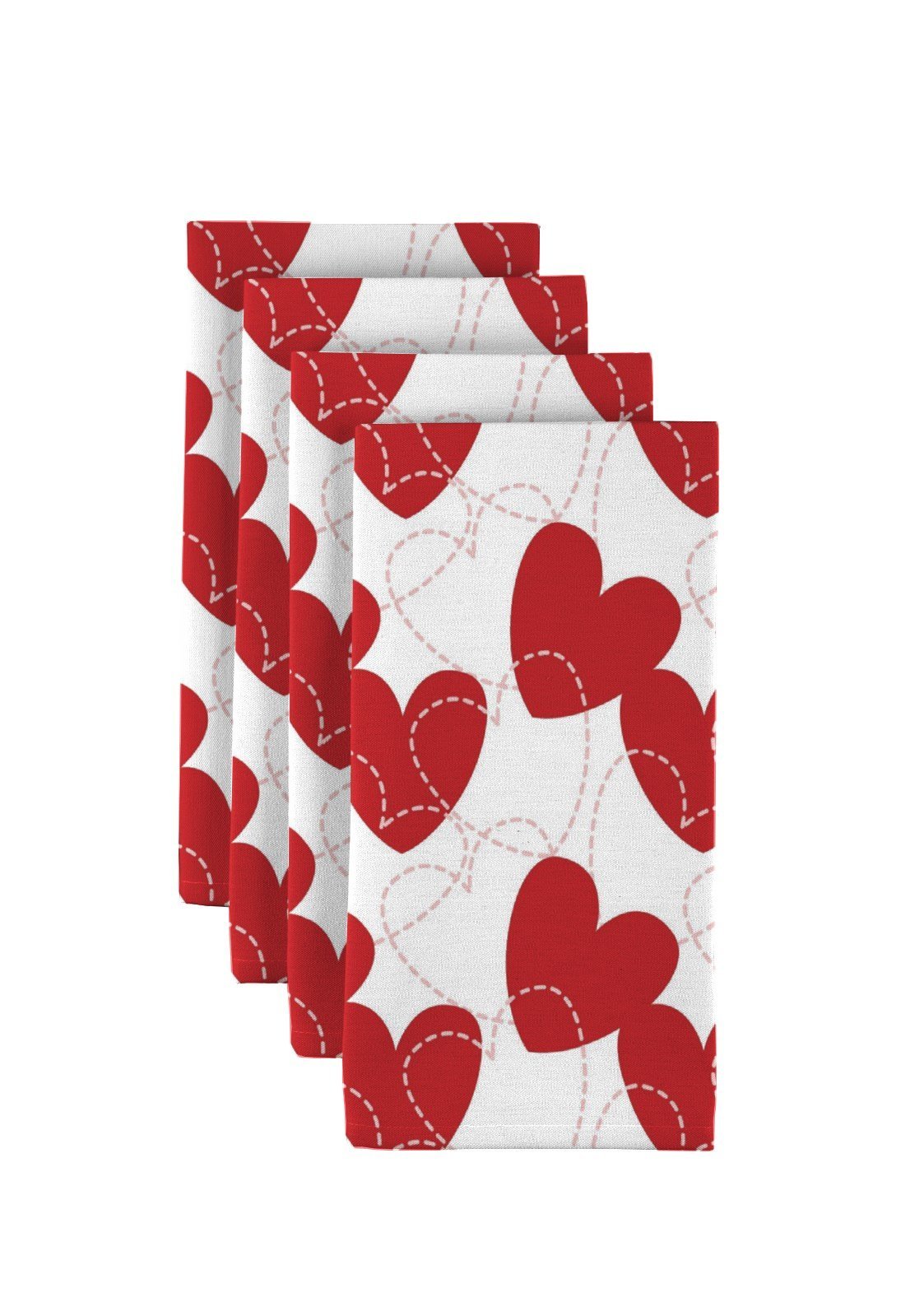 Milliken Bunches of Hearts Red Dinner Napkins - Set of 12