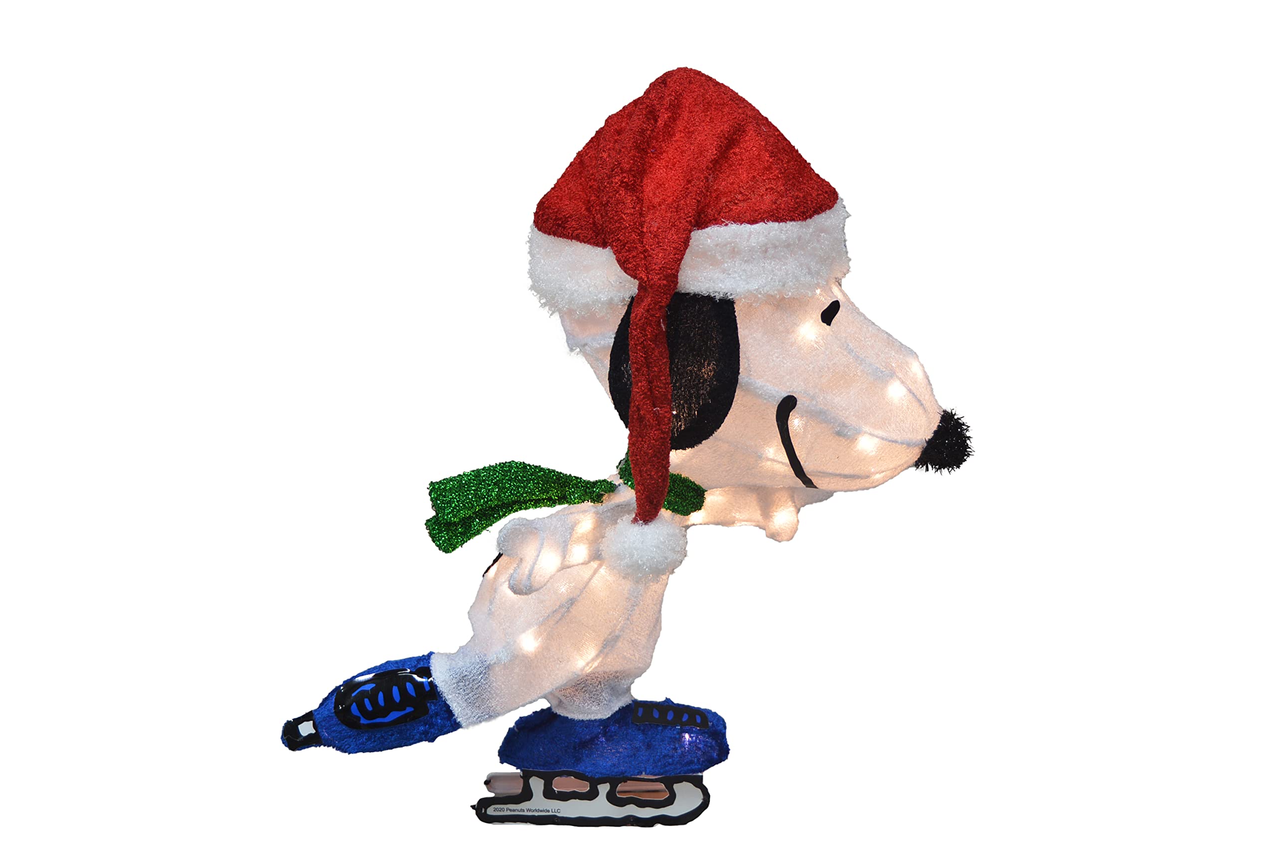 Peanuts 24 Inch Prelit Christmas Holiday Yard Decor 3D LED Indoor Outdoor Lighted Decoration Skating Snoopy