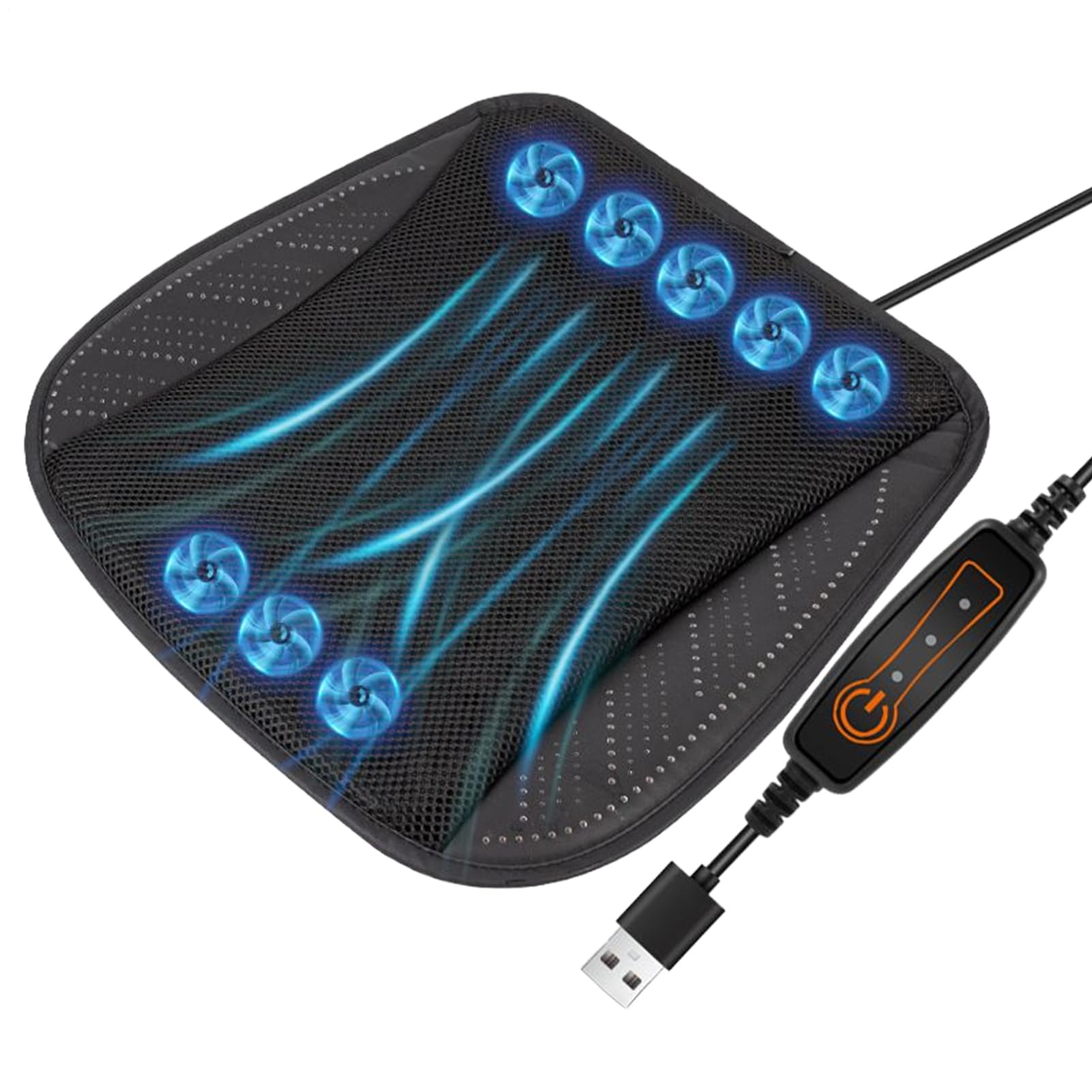 USB-Kühlendes Sitzkissen für Auto, kühlendes Autositzkissen mit Lüfter, Kühlende Autositzauflage, Sommer-Autositz-Kühlkissen, belüfteter Autositzbezug für Bürostuhl, LKW, Sitzkissen