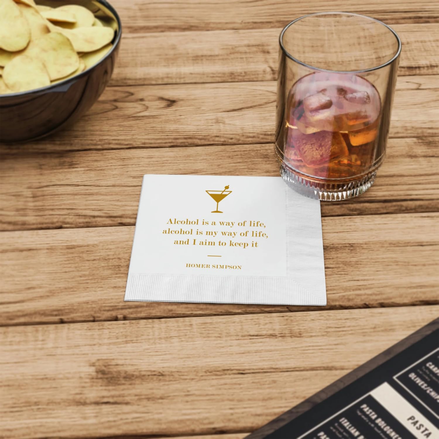 Drinking Quote Funny Cocktail Napkins – 50 Napkins with 25 Unique Quotes