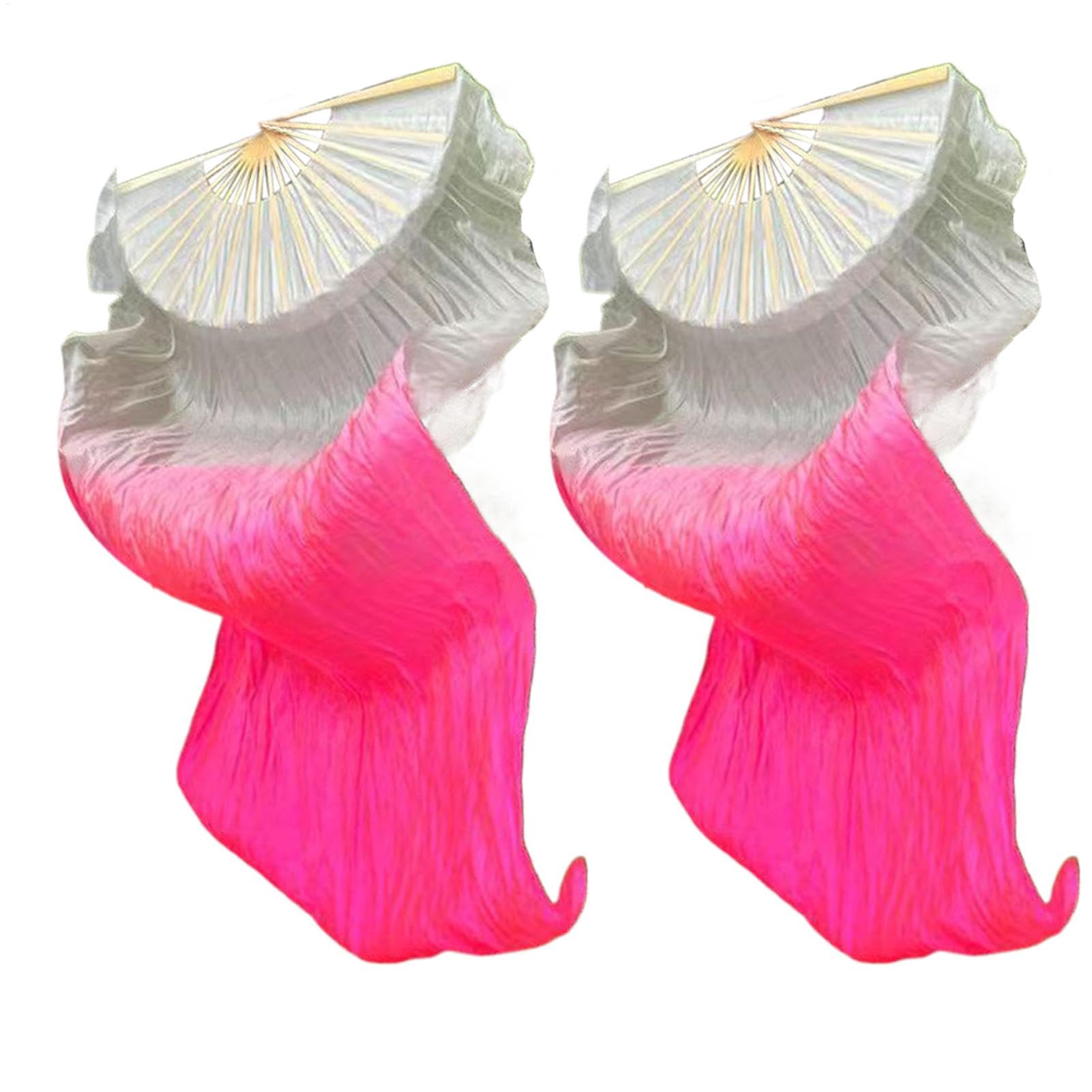 Silk Fans For Dancing, 1 Pair Gradient Artificial Silk Fans Veils, Belly Dance Fans, Chinese National Dance Long Flowy Flags, Dancing Fan For Art Show, School Performance