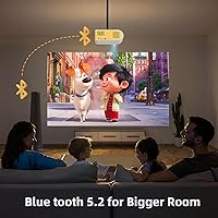 Vista 5 de KSAN Mini Proyector, Proyector con WiFi y Bluetooth, Proyector de Película con Soporte 1080P y Altavoz Integrado, Compatible con Smartphone, HDMI