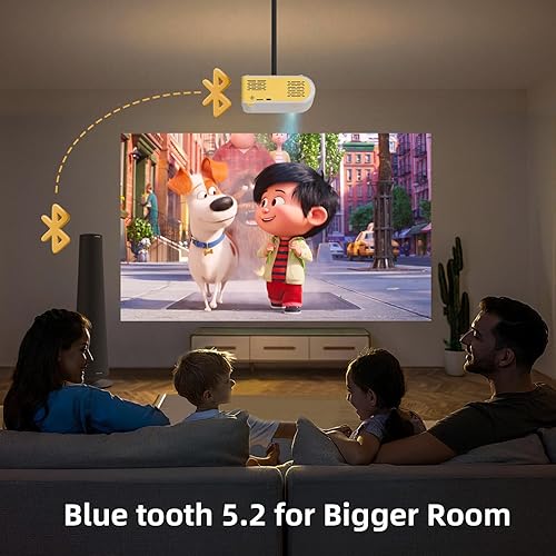 Miniatura 5 de KSAN Mini proyector, proyector con WiFi y Bluetooth, proyector de película de soporte 1080P con altavoz integrado, compatible con teléfono