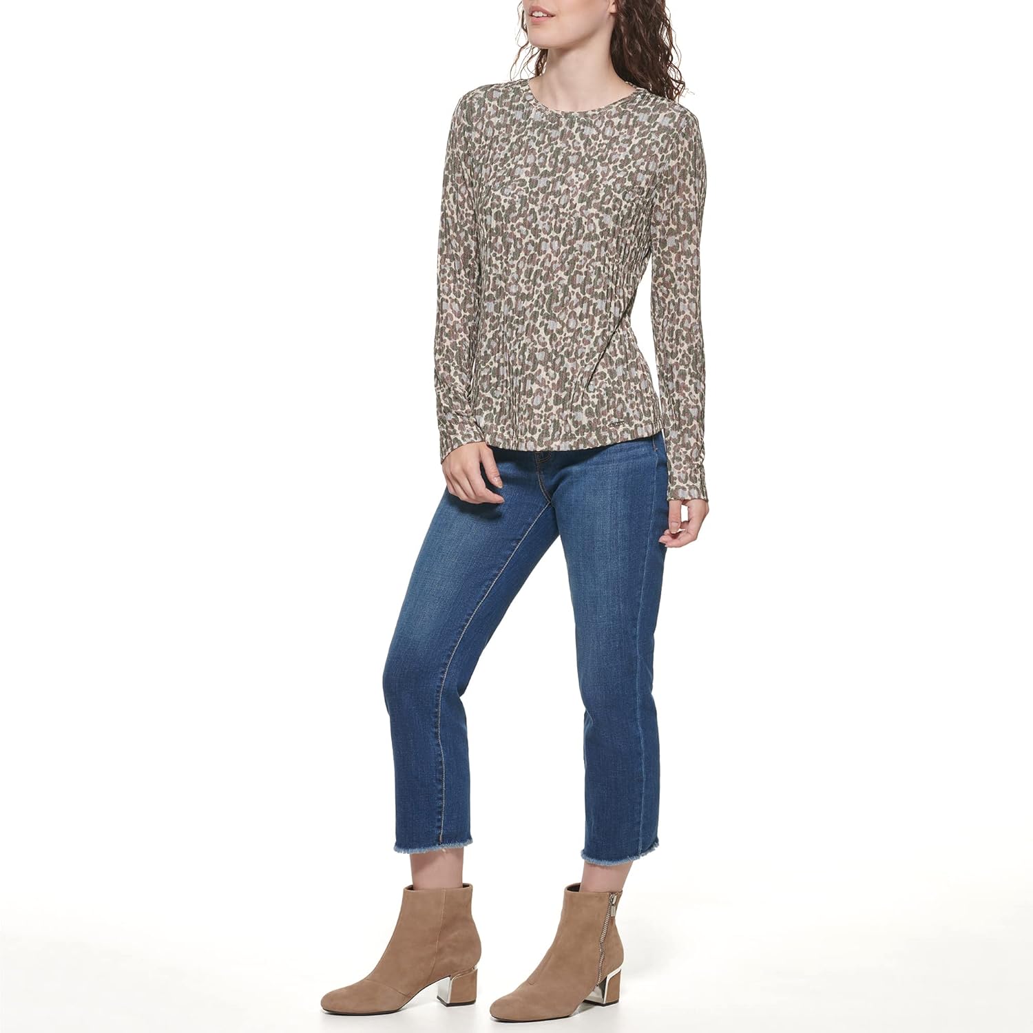 DKNY Womens Long Sleeve Layering Printed Sportswear Top - Image 2