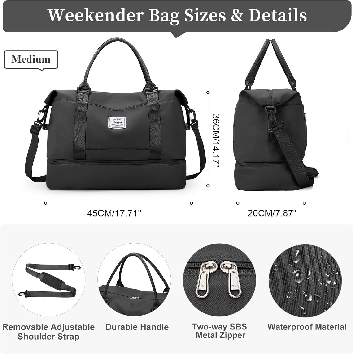 Travel Duffel Bag with Shoes Compartment, Overnight Weekender Bags for Women,Carry on Personal Item Bag,Medium Size - Image 3