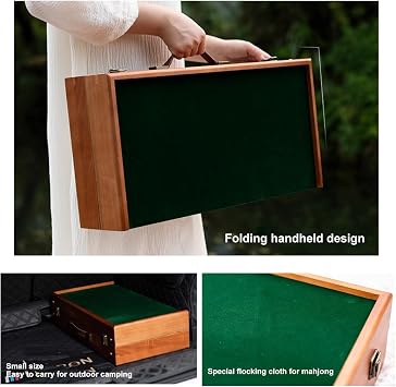 Mahjong Table Foldable, Portable Folding Mahjong Table, Mesa de Domino, Folding Game Table, Travel Mahjong Table, Height Freely Adjustable, for Dormitory, Home, No Mahjong Tiles