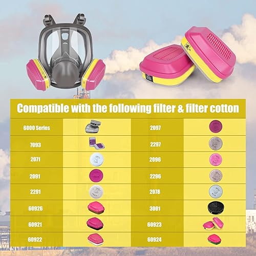 Miniatura 4 de Respirador de máscara facial completa antivaho profesional, cubierta de gas reutilizable, máscaras de vapor orgánicas de supervivencia, máscara de