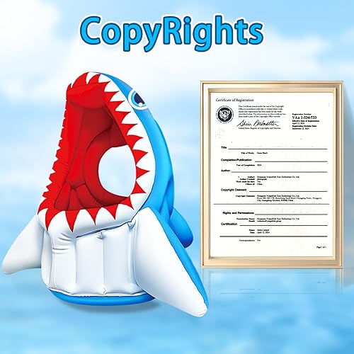 Miniatura 6 de Flotadores inflables para piscina, juguetes de piscina para niños, 3 en 1, tiburón, baloncesto, fútbol y aro de cabeza para niños de 3, 4, 5, 6, 7,