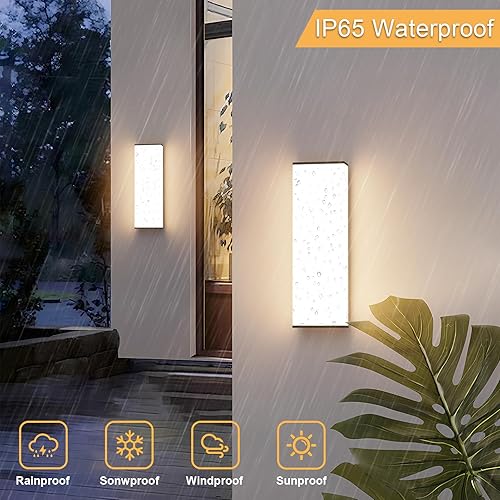 Miniatura 6 de Aoceley Paquete de 2 lámparas LED de pared para exteriores de 15.7 pulgadas, lámpara de pared exterior de 3000 K, apliques de pared modernos