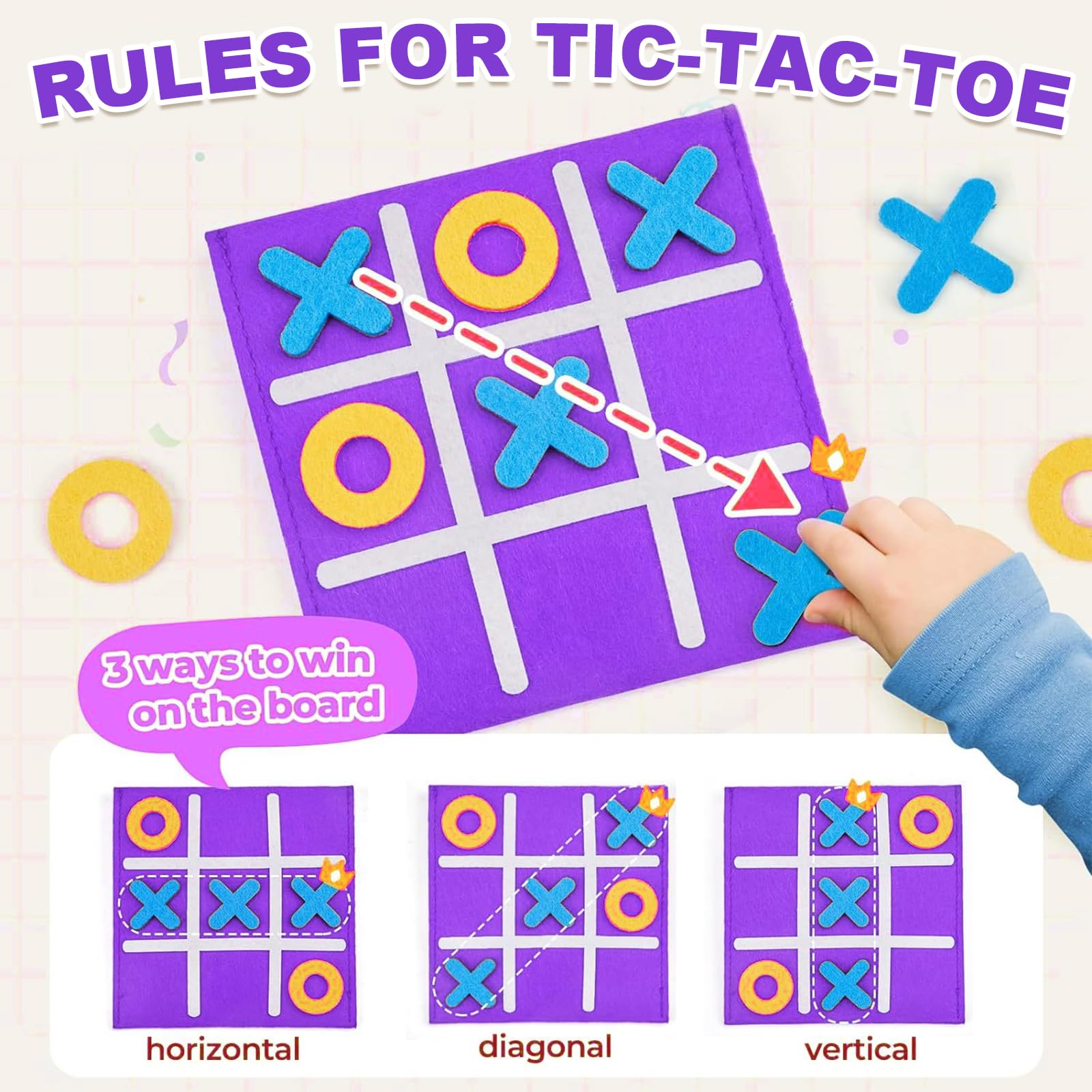 Apdvenk Set 12 Giochi Tris In Feltro Per Bambini - Mini Tic Tac Toe Colorati 2mm Per Feste, Scuola E Viaggi - 3