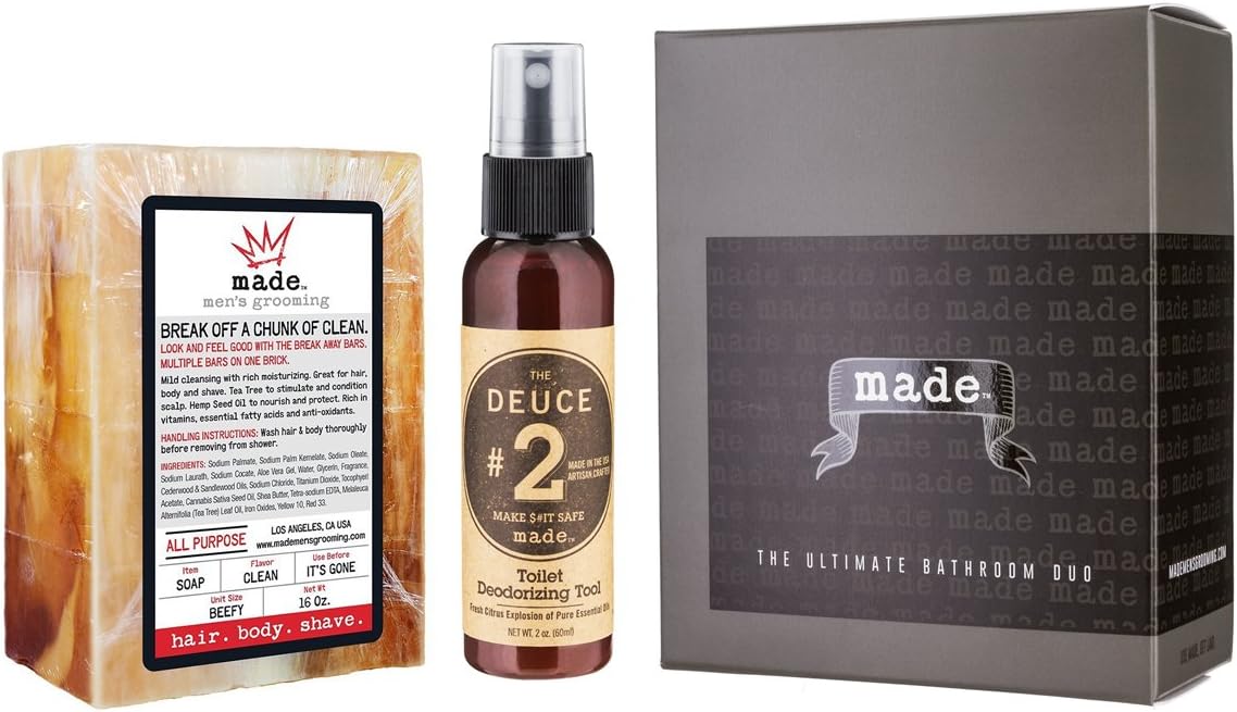 Made Men's Grooming Ultimate Bathroom Duo w/The Breakaway Bar & The Deuce Toilet Spray