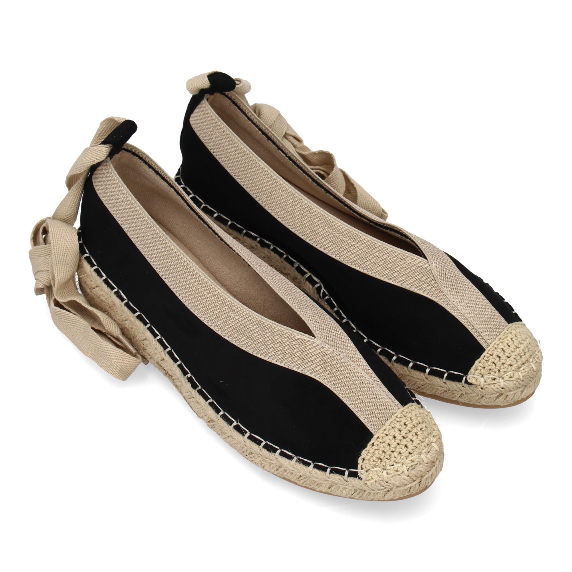 shoes&blues.es Bailarina de Mujer con Yute, Diseno Moderno con Puntera Bordada y Cintas Opcionales para un Ajuste Comodo, Ideales para Primavera-Verano.
