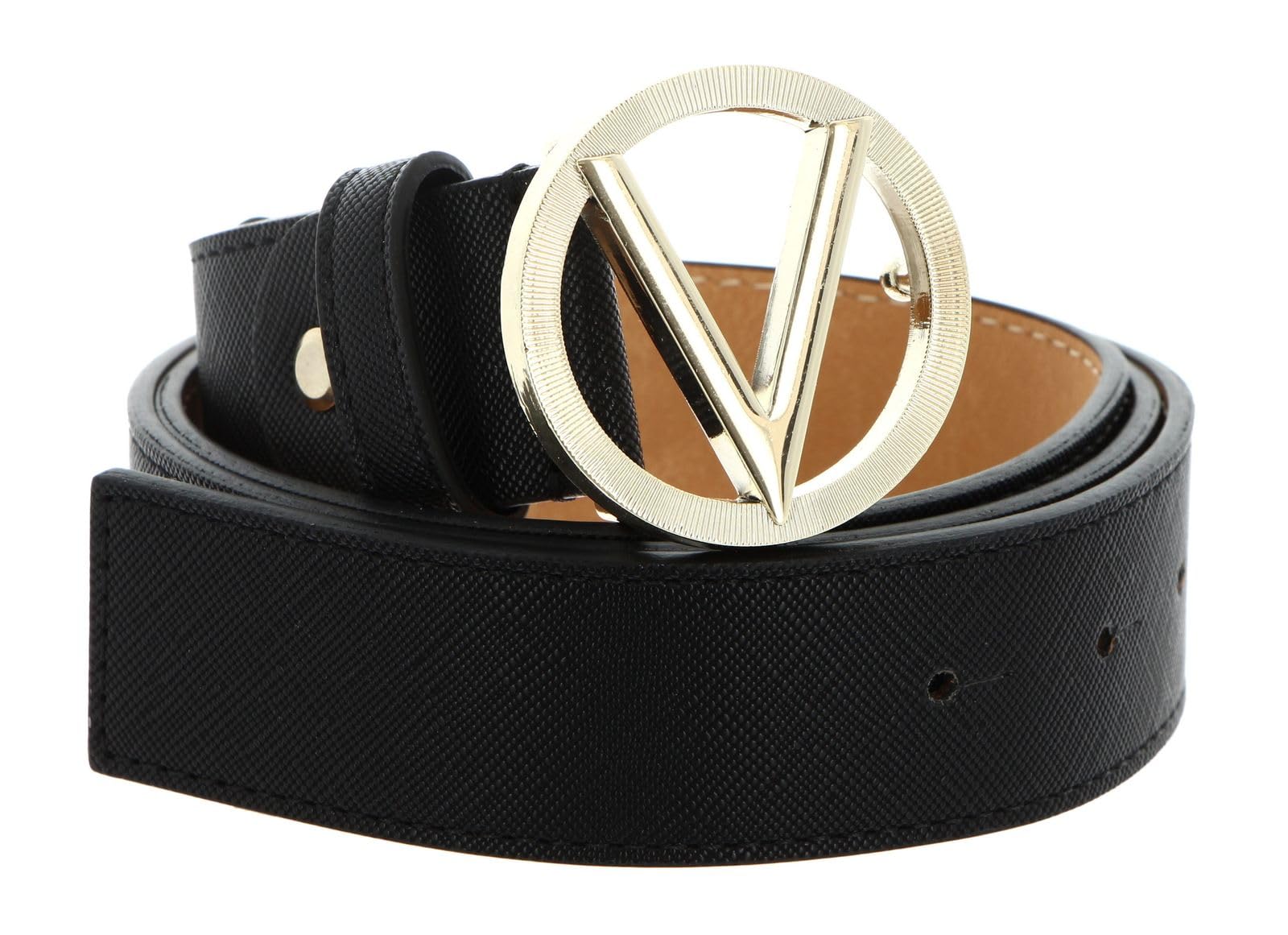 Valentino cinturón Hampton Plaque Buckle Belt W115 Nero/Oro negro recortable