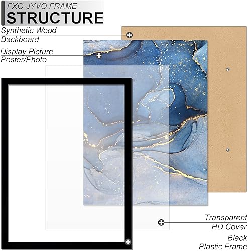 Miniatura 2 de Juego de 6 portarretratos de 10 x 16 pulgadas, marco negro para póster de fotos de 10 x 16 pulgadas, peso ligero y altamente transparente, de 10 x