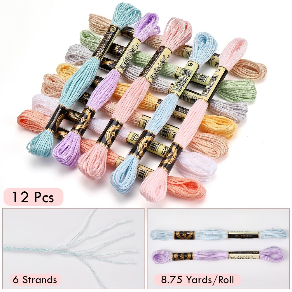 12 écheveaux Fil à Broder Panaché 6 Brins - 105 Yards (96 M), Polyester, Pour Bracelets D'amitié, Point De Croix - 11