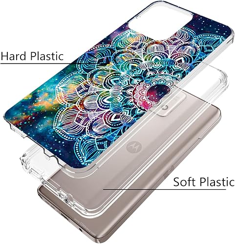 Miniatura 2 de Funda para Moto G Stylus 5G 2023, Moto G Stylus 5G 2023, DDTZKC Protector de vidrio templado con patrón lustre, doble capa brillante, transparente,