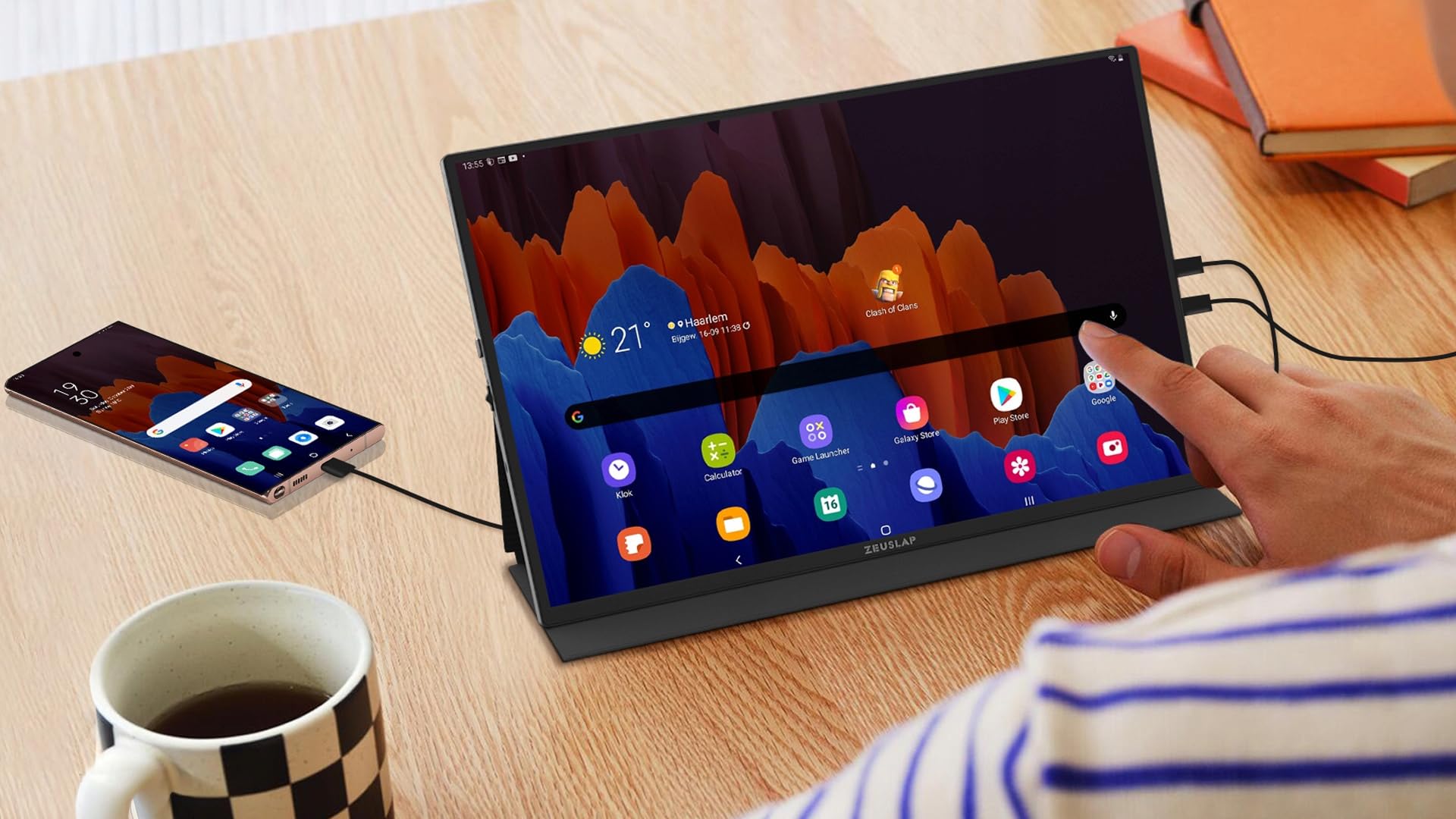 ZEUSLAP Z10T Monitor Przenośny Dotykowy 10,5" FHD IPS 1920x1280 USB-C Thunderbolt Mini HDMI HDR 100% sRGB do Laptopa Smartfona PS4 PS5 Xbox Nintendo Switch Dodatkowy Ekran do Pracy Rozrywki