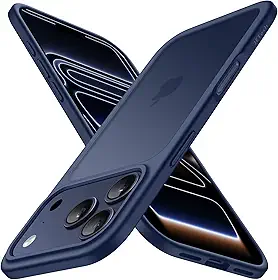 JETech Capa Fosca para iPhone 17 Pro Max 6,9 Polegadas, Proteção Contra Quedas de Nível Militar, Case Minimalista com Parte Traseira Translúcida Matte, Anti-Impressão Digital (Azul Escuro)