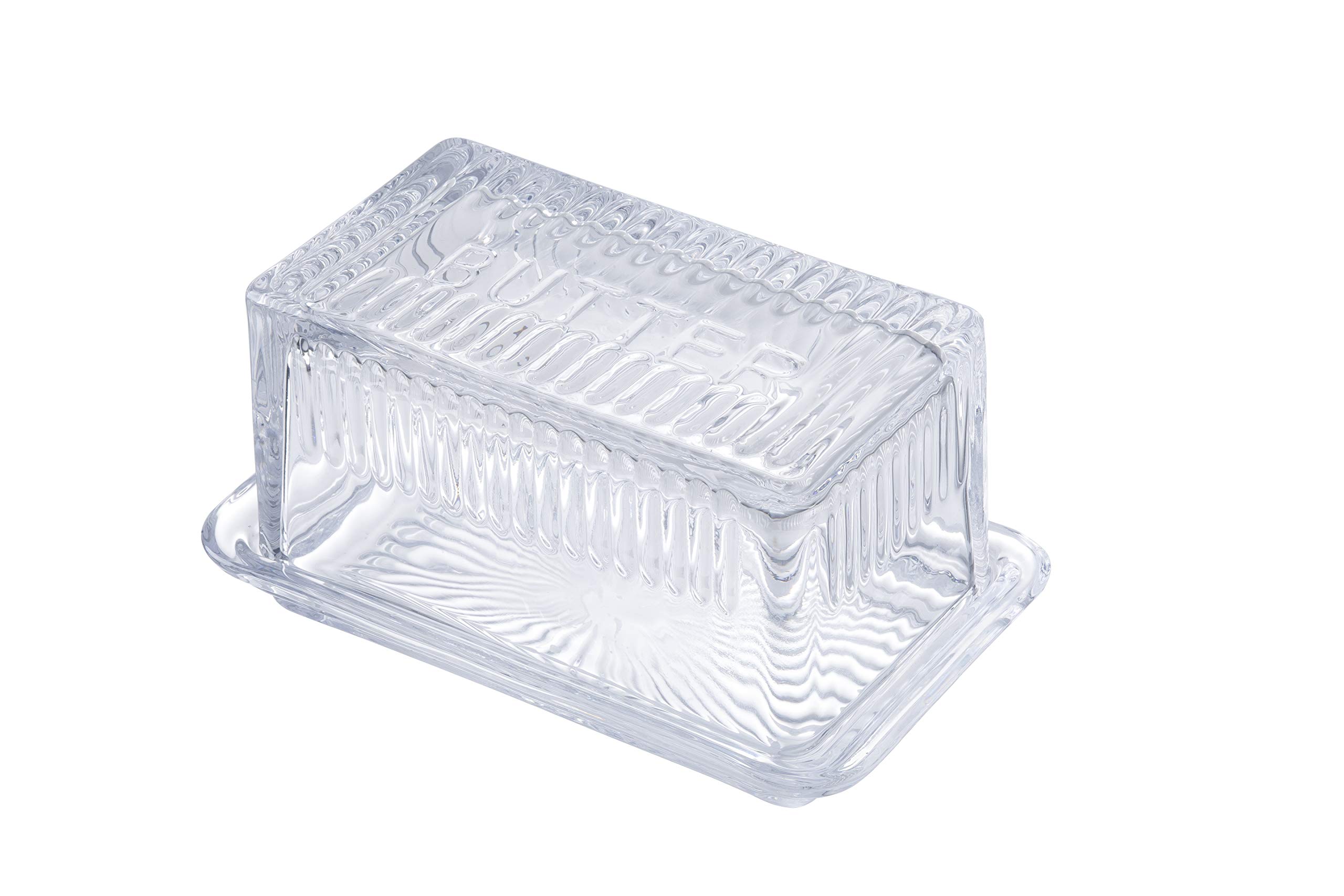 Tablecraft 10395 Plat double en verre transparent avec motif en relief 6,5 x 4 x 3,5 cm