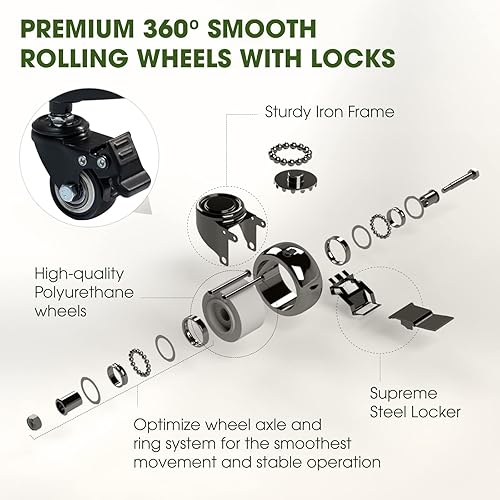 Miniatura 10 de IDZO Wheels Heavy Duty 440lbs Capacity, ajustable 15-21 pulgadas Rolling Stand Plant Caddy, negro