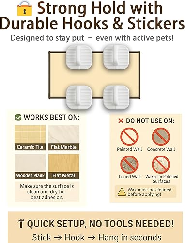 Miniatura 4 de Malla de puerta para mascotas sin taladro, fácil de instalar, buen ayudante, valla de seguridad plegable portátil para perros para escaleras y
