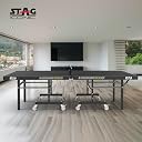 STAG WITH DEVICE 1000 DX Table Tennis Table | 25mm Indoor Professional TT Table | Foldable, Lockable Wheels | with Net, 2 Rackets, 3 Balls | TTFI Approved | Full-Size 9x5 ft | Black gallery image
