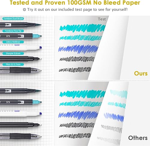 Miniatura 4 de Cuaderno de papel cuadriculado, 312 páginas numeradas A5, diario de cuero de tapa dura, cuaderno de papel cuadriculado de 3.53 ozm, con páginas de