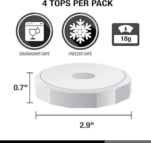 Miniatura 7 de Masontops Tough Tops - Tapa de tarro de masón de boca regular, color blanco, tapas de rosca de plástico sin BPA, cubiertas duraderas y reutilizables