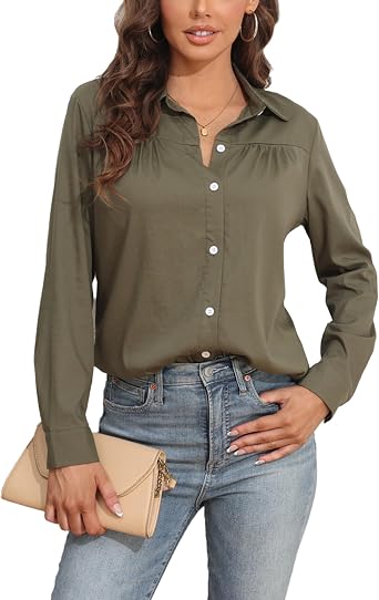 GAMISS Womens Waffle Shirt Jacket Long Sleeve Button Down Shirt Blouse Casual Loose Tops with Pockets