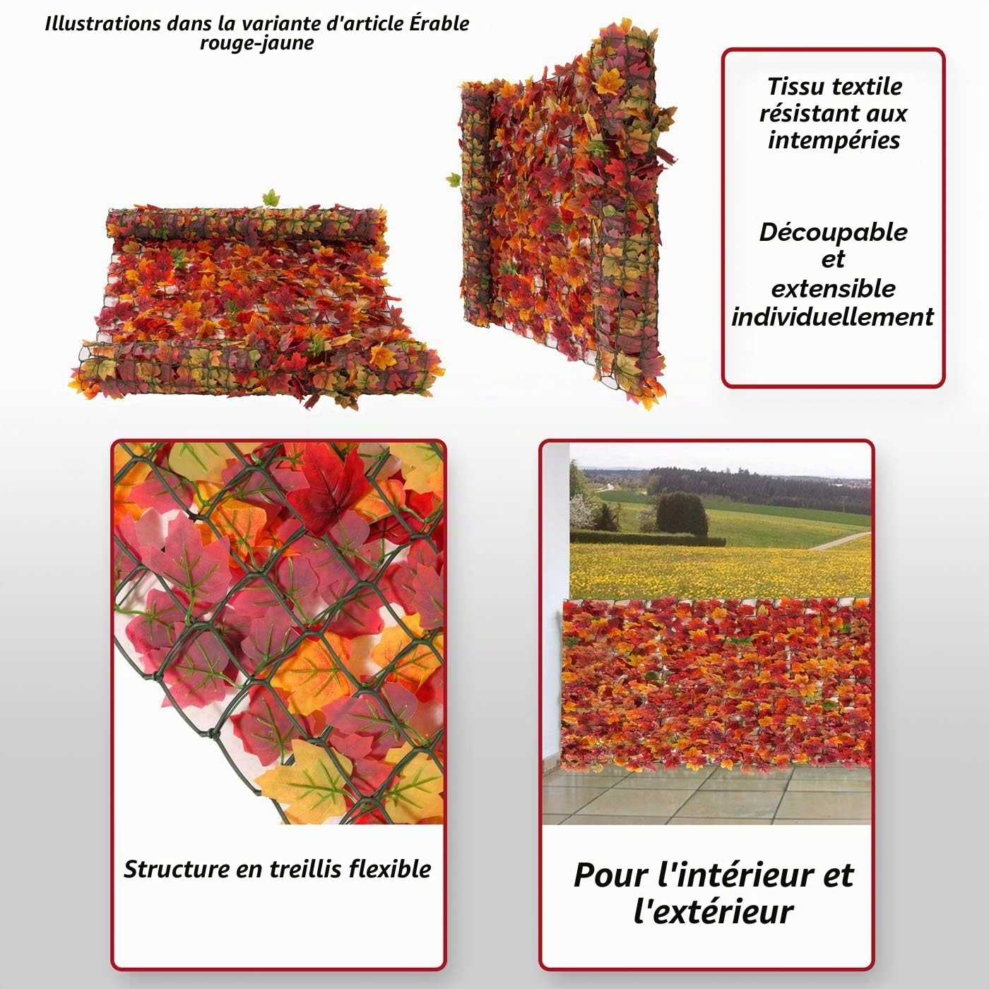 Mendler Pare-Vue Balcon Feuilles foncés, clôture - 300x150cm