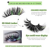 Vista 3 de VNHTT - Pestañas con purpurina de 0.98 pulgadas, pestañas 3D esponjosas de visón con color, pestañas de colores, pestañas postizas gruesas