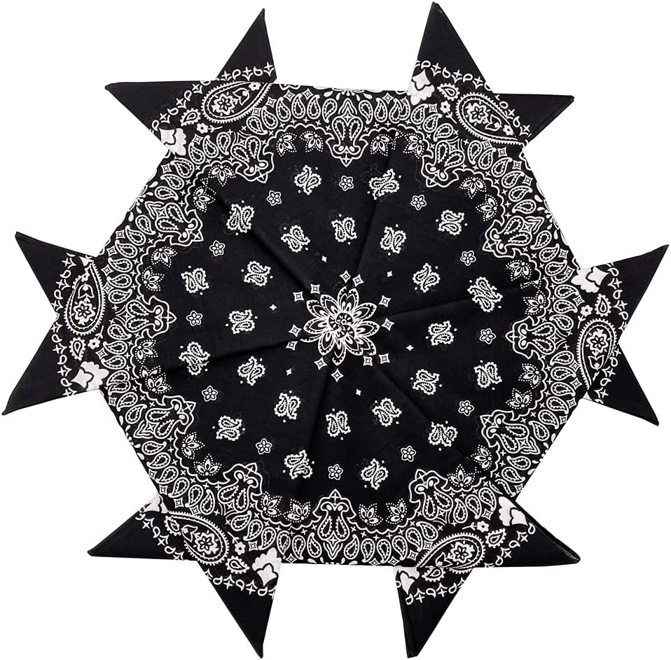 6 Pack 12 Pack Bandanas 2 Sides Printed 22inch Unisex Cowboy Kerchiefs