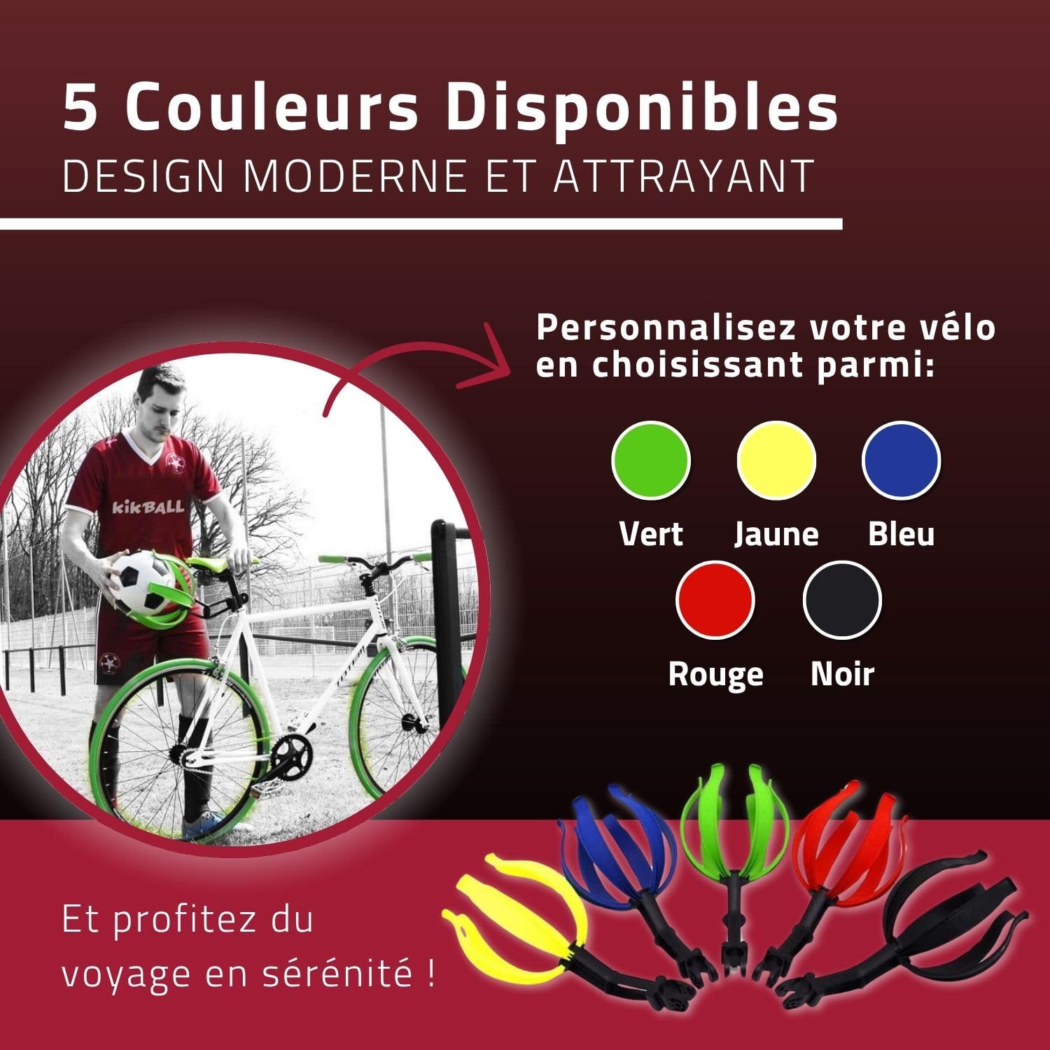 Porte-Ballon de Vélo, Dispositif de Sécurité pour Enfants et Garçons, Facile à Utiliser, Adapté aux Ballons de Football, Basket-Ball et Rugby
