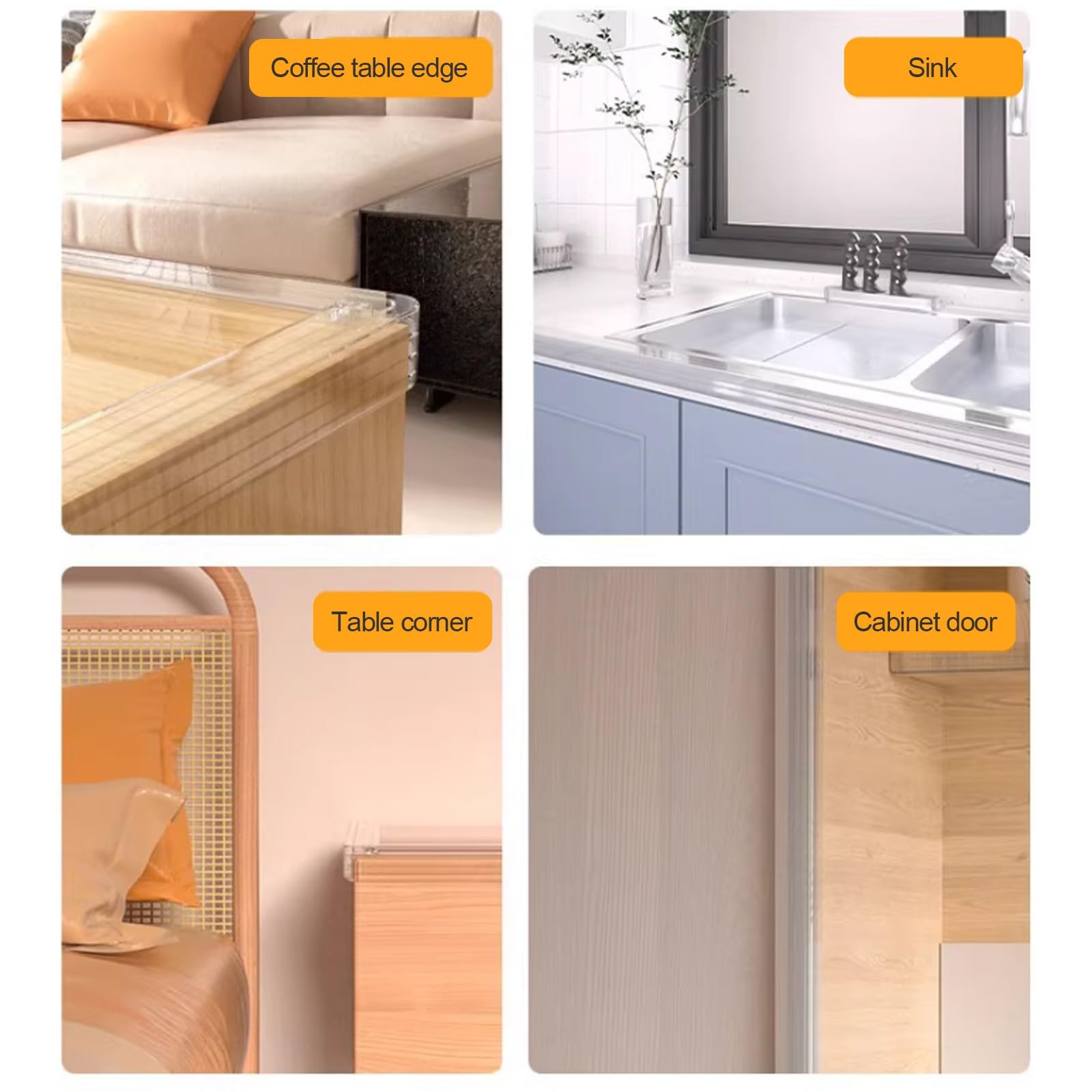 Eckenschutz für Möbel, Transparente Silikon-Eckkantenstreifen, selbstklebend, for Tische, Schränke, Wände, scharfe Kanten, 2–12 m(W:24mm/0.9in,12m/39.4ft)